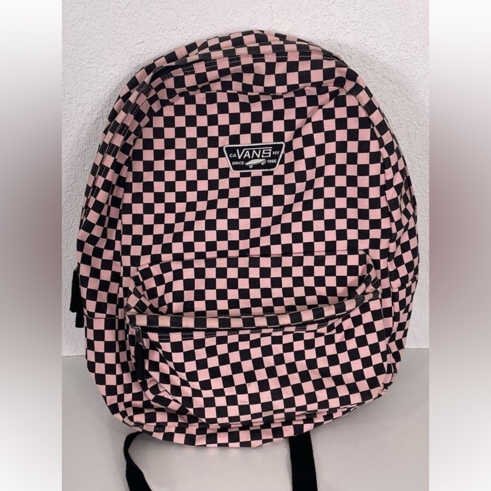 Vans Pink and Black Checkered Print Backpack